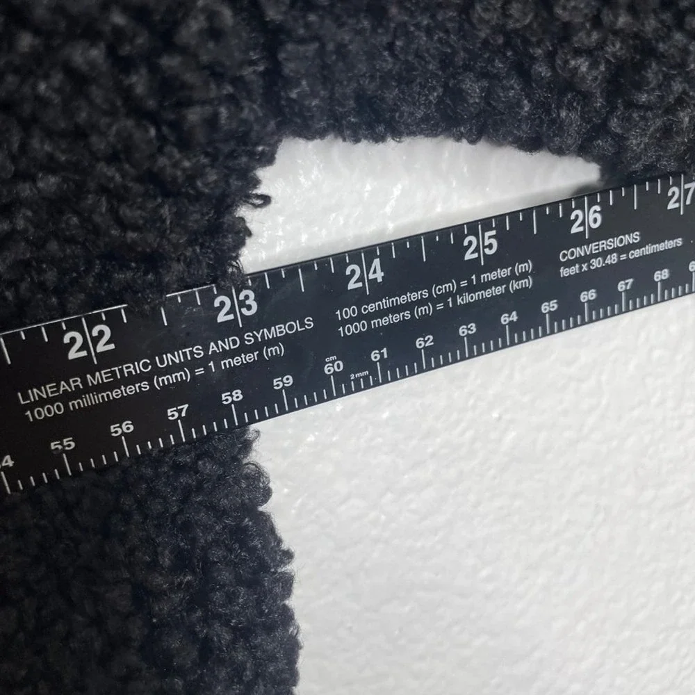 Wild Fable Black Sherpa Borg Fleece Cropped Sweatshirt Pullover Crew Neck Medium - Picture 5 of 12